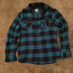 Mossimo Supply Co. Blue and Black Plaid Flannel Shirt